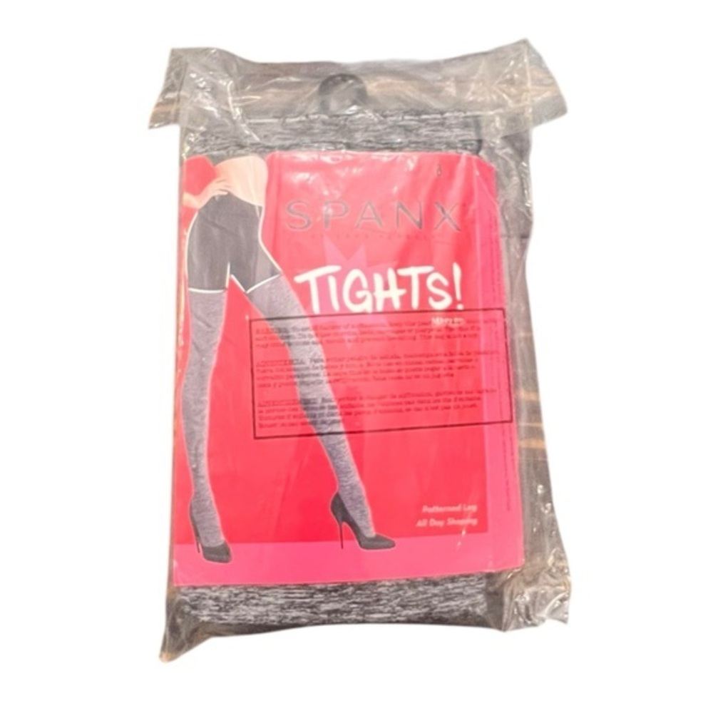 New‎ SPANX FH0615 Patterned Leg All Day Shaping Marled Tights Size B Gray Marl